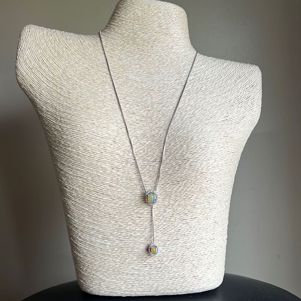 Sterling Silver Fire Dangle Opal Necklace
